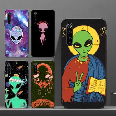 Estetică Husă de telefon cu desene animate drăguță Alien Space pentru Realme GT 2 9i 8i 7i Pro X50 X2 C21 C20 C11 C3, moale, neagră