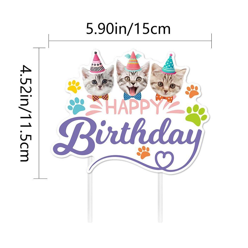 Animal Themed Pet Cat Party Banner Cartoon Cat Mixed Pattern Birthday Party Decoration Multicolor Cartoon Cat Garland