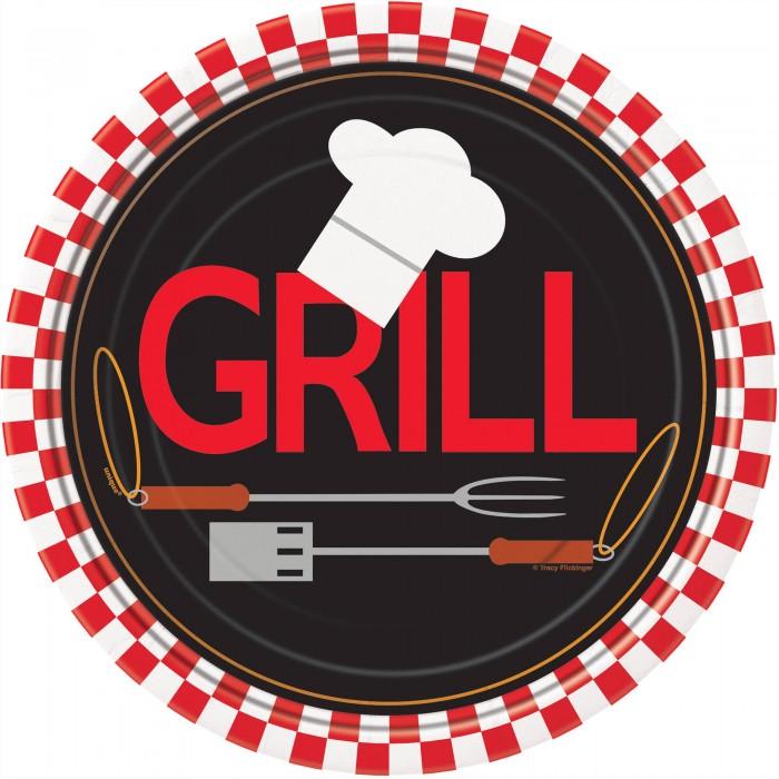 Unique Party Backyard BBQ Snack Plate (Pack of 8)