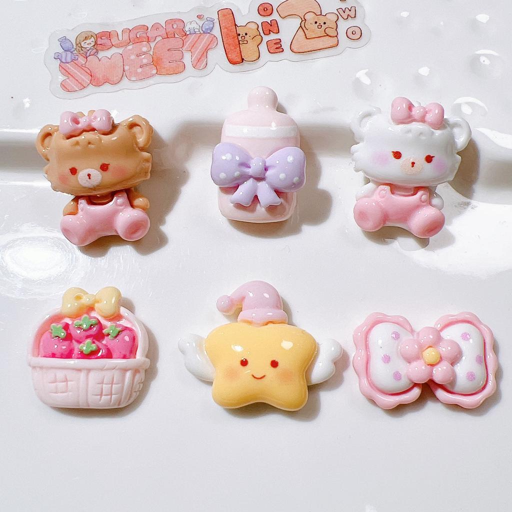 10Pcs New Cute  Resin Mini Cartoon Cat Series Flat Back Ornament Jewelry Making  Bows Accessories