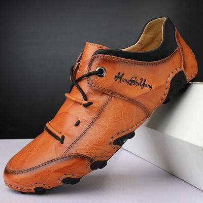 Sapatos masculinos de couro casual para dirigir, mocassins de couro genuíno, sapatos para barco comercial