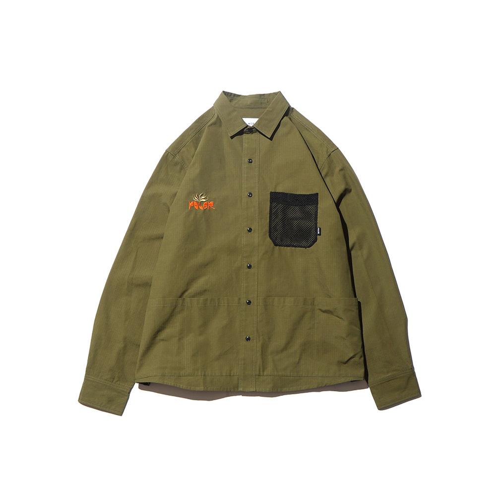 Polar Staff Ct Rip Multi Pocket L/S Relax Fit Shirt Jkt Olive L (P22S4573499437801)