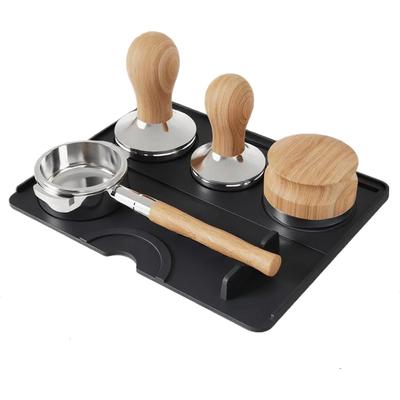Silicone Tamper Mat, Coffee Tamper Mat, Espresso Mat, Heat-Resistant, Non-Slip, Coffee Supplies, Protects Tables and Holders (Black, 25x20)