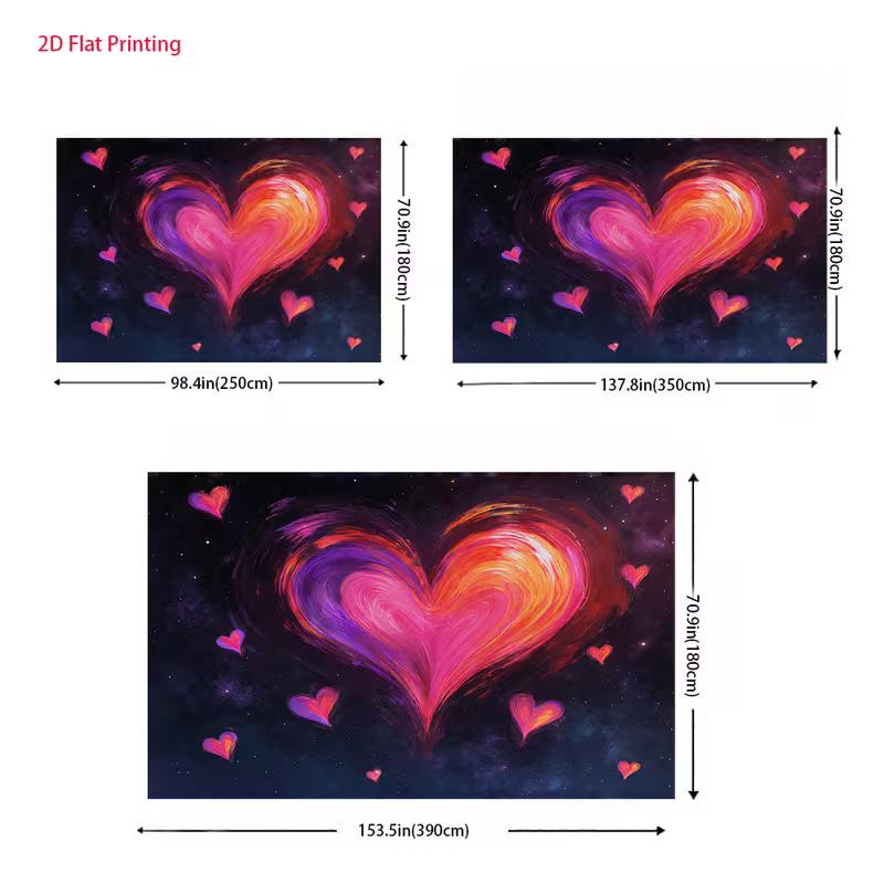 

2D Romantic Heart Background Cloth, Swirling Oil Painting Style Love Backdrop for Wall Decor & Party 47.2x31.5inch/120*80cm