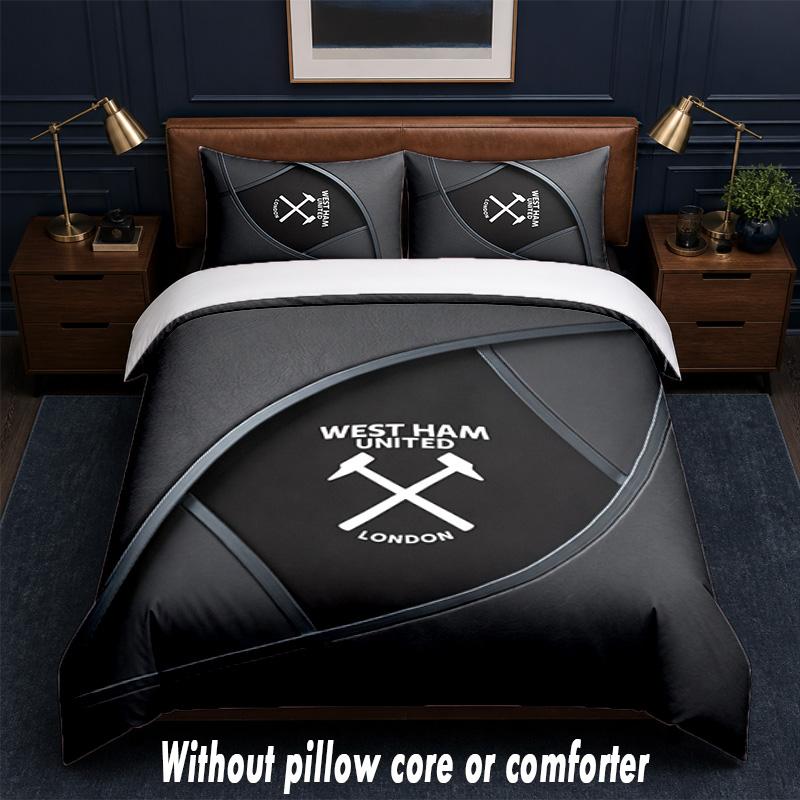 Set Biancheria da Letto West Ham United Football Design 1 Copripiumino + 2 Federe Morbido Traspirante Biancheria da Letto per la Casa