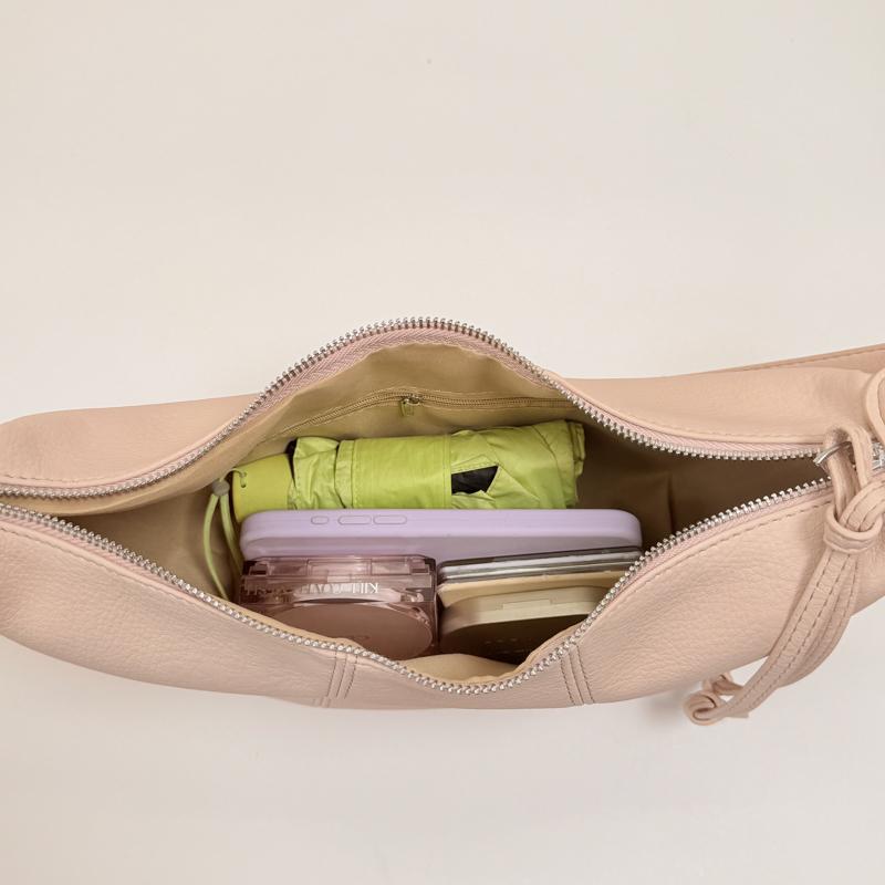 Minimalist Crossbody Bag for Women Soft Leather Shoulder Bag Zip Closure Trendy Hobo Style Handbag