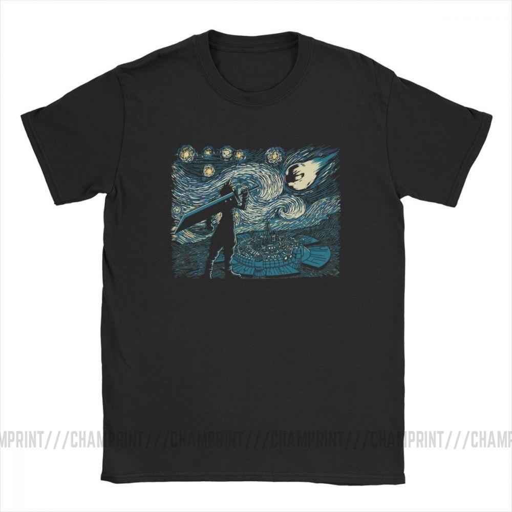 Men Starry Fantasy Van Gogh Final Fantasy T Shirts Portrait Vincent Pop Art Game Cotton Funny Short Sleeve Tees Gift T-Shirts