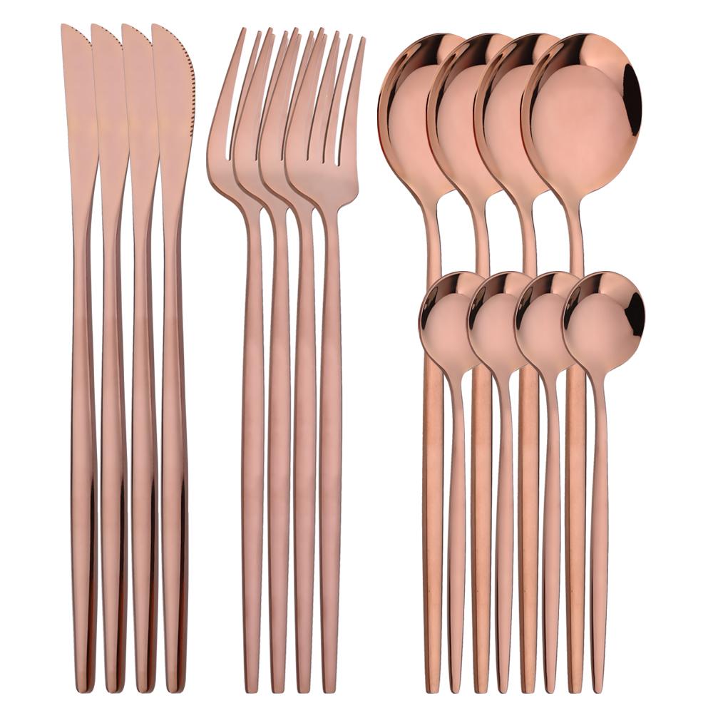 4 lidé Vysoce kvalitní sada nádobí z bílého zlata Nádobí z nerezové oceli Příbory Nůž Vidlička na kávu Lžíce Příbory Západní Kiechen stříbro