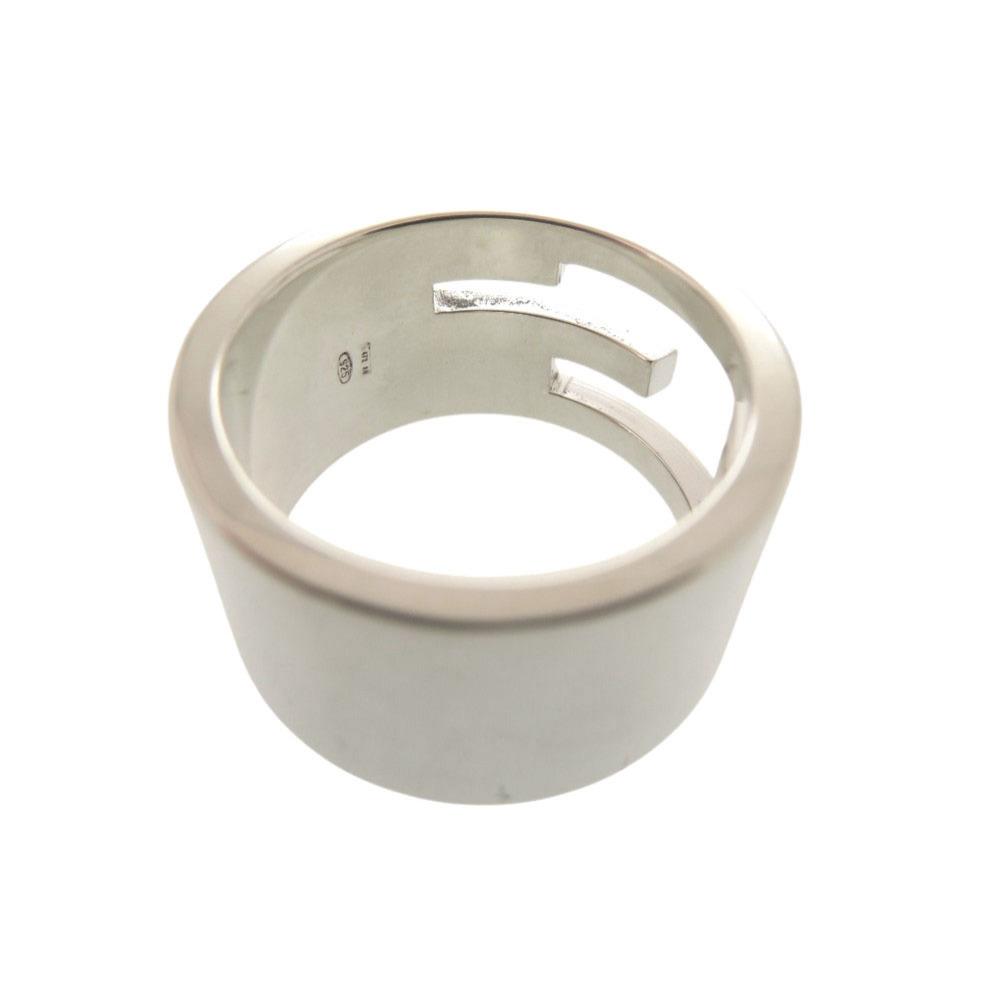 Used AUTHENTIC GUCCI Branded Cutout G WideRing Silver Silver925