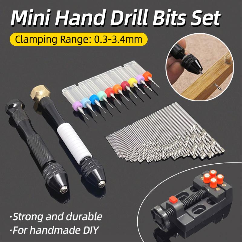 

Mini Micro Aluminum 0.3-3.4mm Hand Drill With Keyless Chuck Rotary Tools Wood Drilling + HSS Twist Drill Bits Set Manual