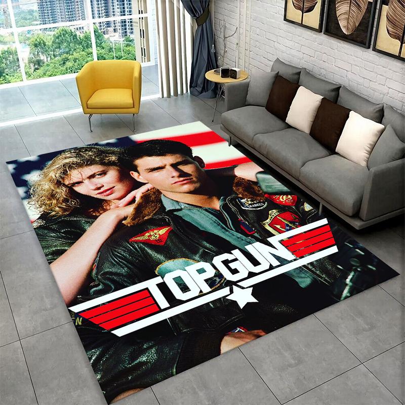 Classic Movie Top Gun Sign Tom Cruise Carpet Rug for Bedroom Living Room Sofa Doormat Home Decor,Kid Game Area Rug Non-slip
