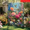 2D Flat - 2D Flat - 2D Flat, 1pc Spring Flower Hummingbird (1) Double-Sided Garden Flag Yard Lawn Decoration, Outdoor Decoration, Flag Solely. Double-
