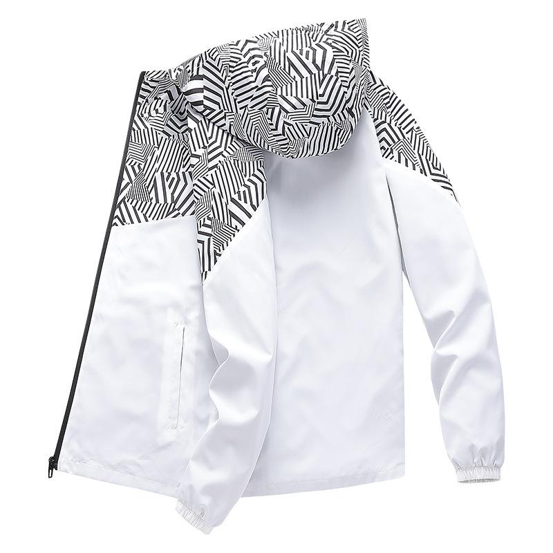 

Спортивная легкая дышащая уличная повседневная камуфляжная куртка с капюшоном для мужчин L белый