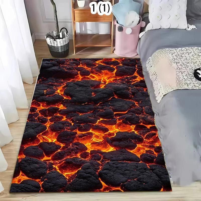 3D Lava Rock Carpet Mat Rug Home Decoration Living Room Bedroom Floor Decor Volcano Magma Design Non Slip Rugs Bedroom Decor
