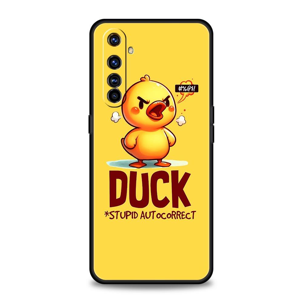 Cartoon Duck Case For Realme C67 C63 C55 C53 C35 C25 C21 GT 2 3 5 6 10 11 12 13 Pro Plus 5G Soft TPU Phone Cover Fundas Capa Bag