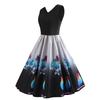 Hot-selling V-neck Sleeveless Positioning Printed Big Swing Skirt, One Large Size.