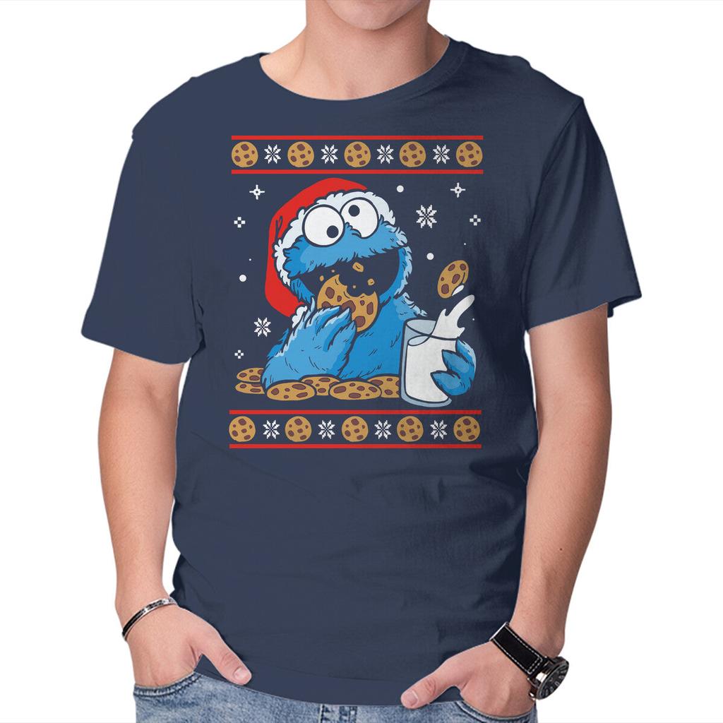 Unisex Crew Neck T-Shirt Cookie Christmas Graphic Short Sleeve Casual Tee