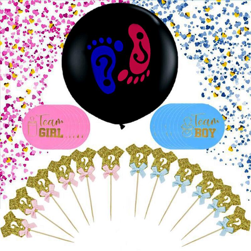 1 Set Party Decoration Balloon Boy Or Girl Gender Reveal Black Latex Balloon Confetti Ballons Birthday Gender Reveal