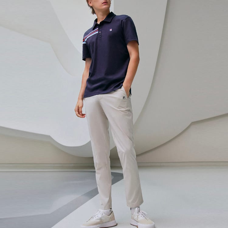 FILA Polo Shirts Men's Blue Polo Collar Moderate Straight Fit F11M121114F-NV