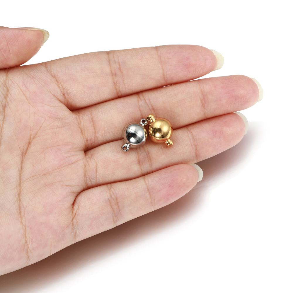 5sets Magnetic Stainless Steel Ball Shape Clasp Connector for Bracelet Necklace Jewelry Making DIY Gold Color End Converter