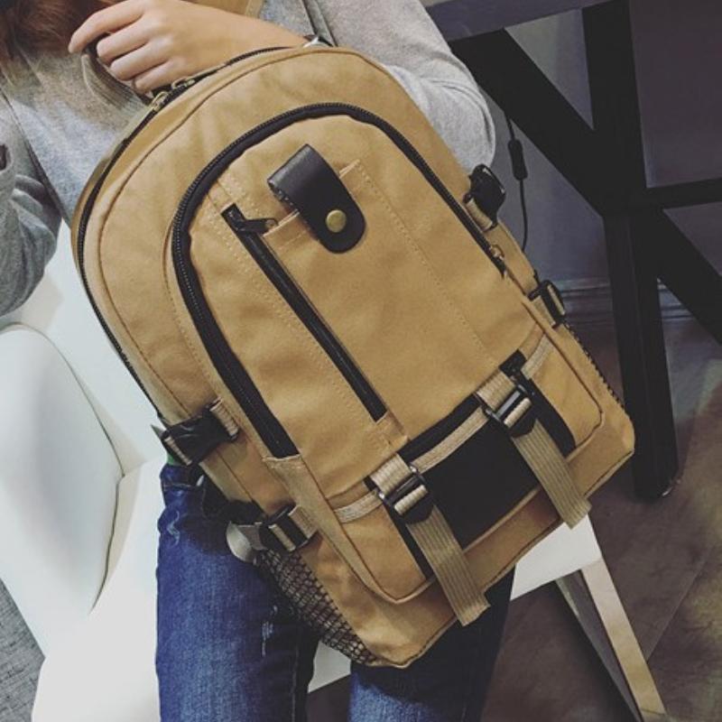 

Вместительная корейская сумка на двойных плечевых лямках, повседневный дорожный холщовый рюкзак, студенческая школьная сумка, дорожная сумка для ноутбука темные хаки