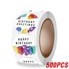 100-500pcs Cute Happy Birthday Sticker Birthday Gift Decoration Label Sealing Balloon Cake Label Packaging Scrapbook Sticker