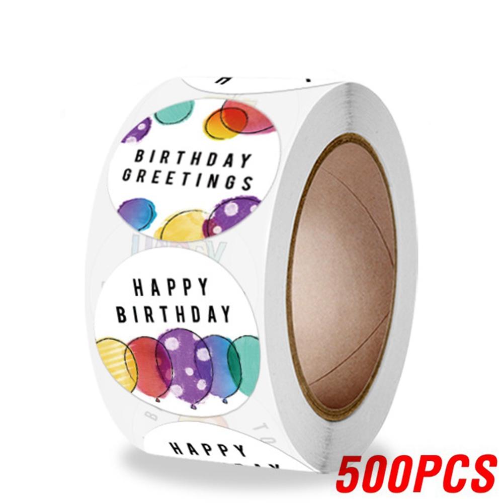 100-500pcs Cute Happy Birthday Sticker Birthday Gift Decoration Label Sealing Balloon Cake Label Packaging Scrapbook Sticker