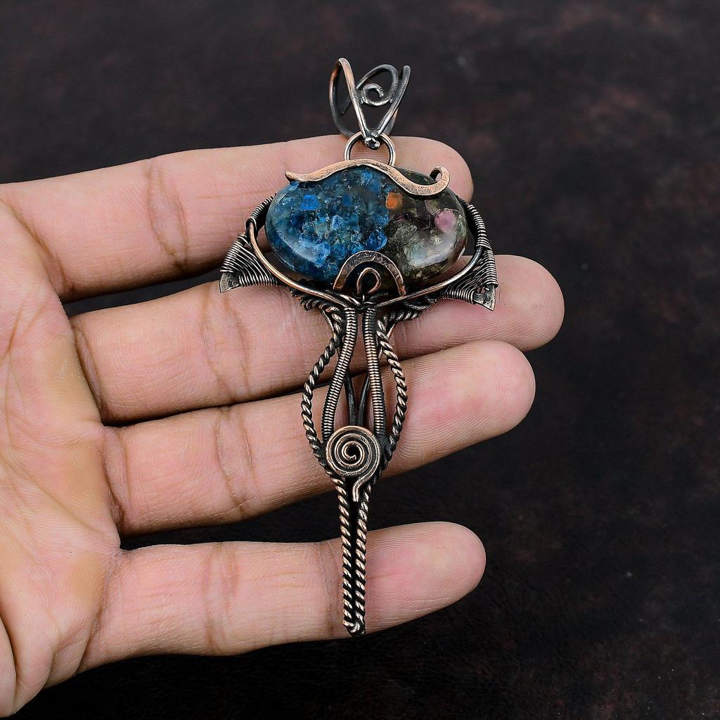 Watermelon Tourmaline Pendant Copper Wire Wrapped Gemstone Pendant Antique Pendant Copper Jewelry Gift For Him Handmade Wire Wrapped Jewelry