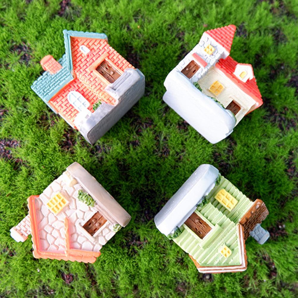 Small Space Decoration Mini House Figurine Resin Model Fairy Garden Miniature Building Moss Landscape Craft Decor for Diy Home