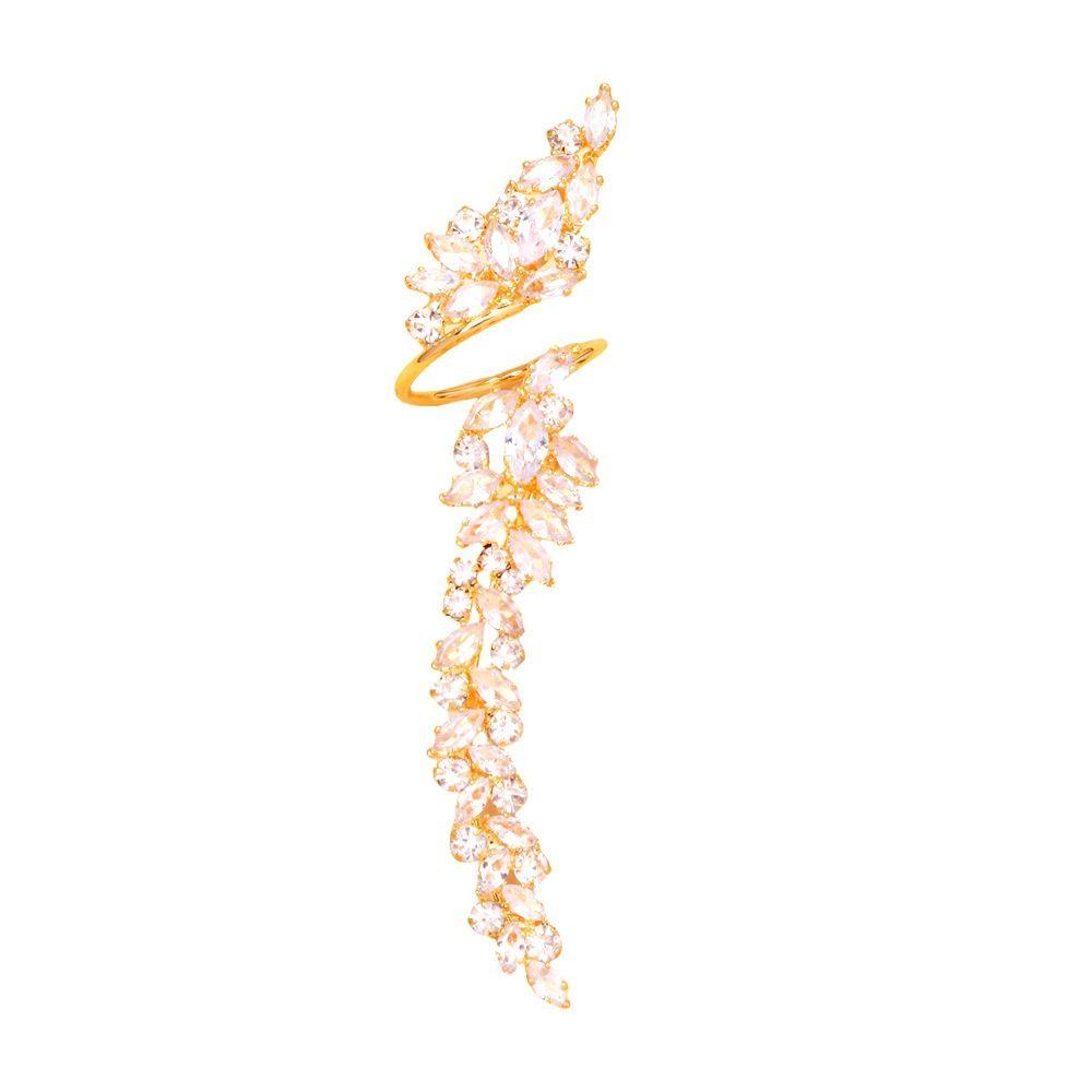 Shiny Elegant Open Zirconia Ring Copper Simplicity Female Leaf Ring  Valentine Day Gifts