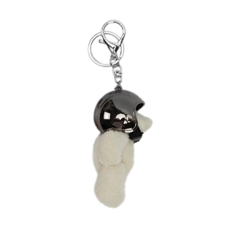 

Stylish Bear Charm Keychain Soft Bag Pendant Helmeted Bear Charm Polyester Material Key Adornment for Various Occasion чорний