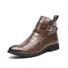 Large Size Dress Leather Shoes Pointed Men's High Top Martin Boots Platform Leather Boots Pointed Chelsea Men's Boots Zipper