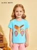 Girls' European Style Butterfly Print Short Sleeve T-shirt - Summer Collection