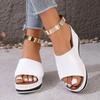 Summer New Sandals Women's Shoes Leopard Print Fashion Simple Round Head Wedge Heel Platform Open-toed Sandals Slippers