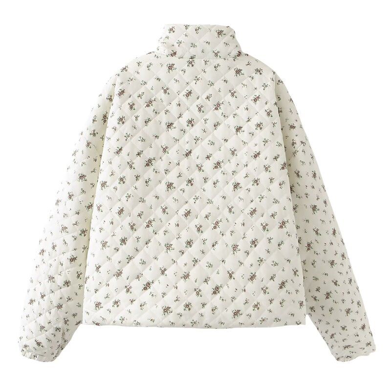 Western Style 2024 New Women clothes Floral Thickened Full Printed Autumn and Winter Versatile Slimming Loose Warm Short down jacket