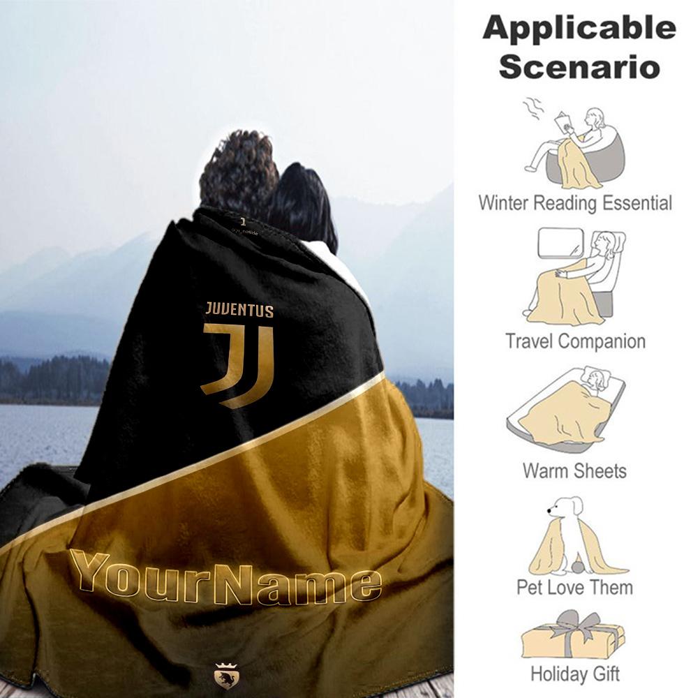 Juventus Customize Your Name Blanket Lightweight Personalized Blanket Durable Comfort for Office Bedding Chair Living Room All-Season Use