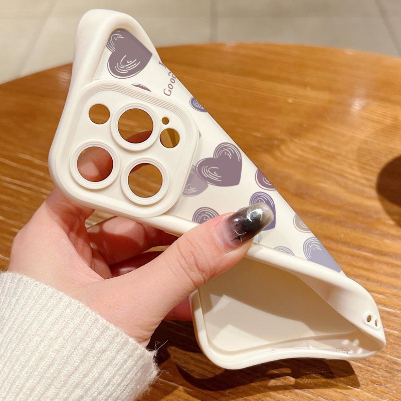 Cartoon Love Heart Print Soft TPU Case For iPhone 16 15 Pro Max Plus 14 13 12 11 Pro Max Shockproof Phone Cover Case Funda