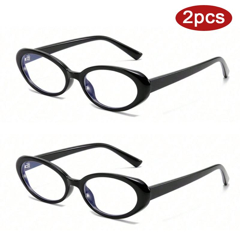 1/2pcs New Small Frame Oval Anti-Blue Light Glasses For Women Trendy Clear Lens Transparent Glasses Luxury Black FrameGlasses