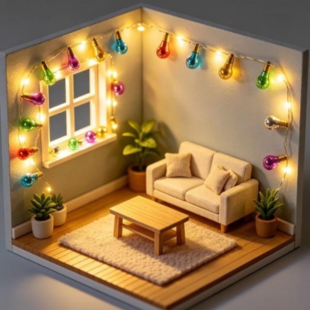 1m / 3.28ft Dollhouse String Lights Colorful Mini Christmas Tree Lights String Scene Ornament
