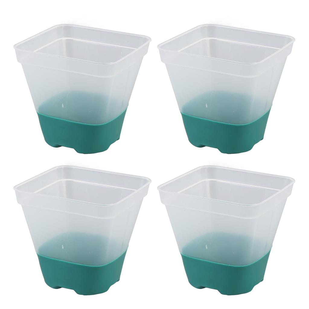 12pcs Reusable Plastic Nursery Pot with 12 Labels Drainage Holes Soft Silicone Base Flower Nursery Pot for Garden Green