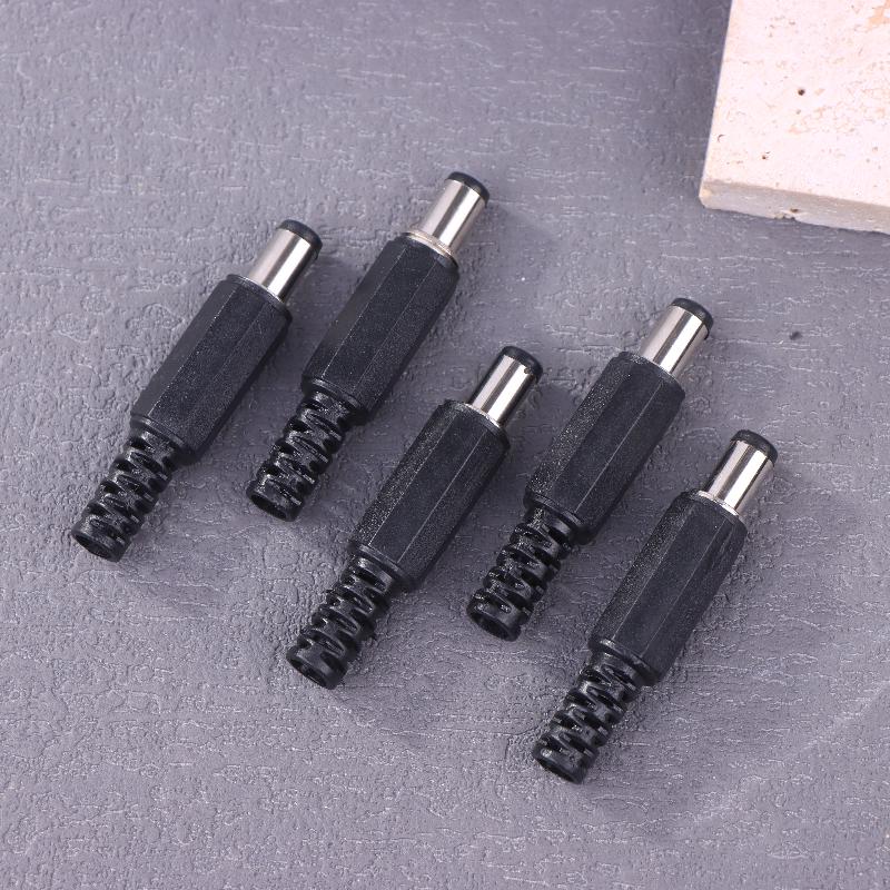 5Pairs Dc12V 5.5 X 2.1Mm Plastic Male Plugs Dc Power Socket Female Jack Screw Nut Panel Mount Connector