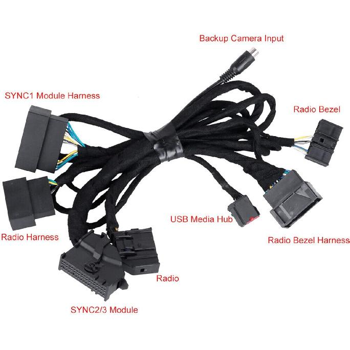 4in to 8in PNP Conversion Harness, Black HC3Z 19A387 B for SYNC 1 to SYNC 3 Upgrade