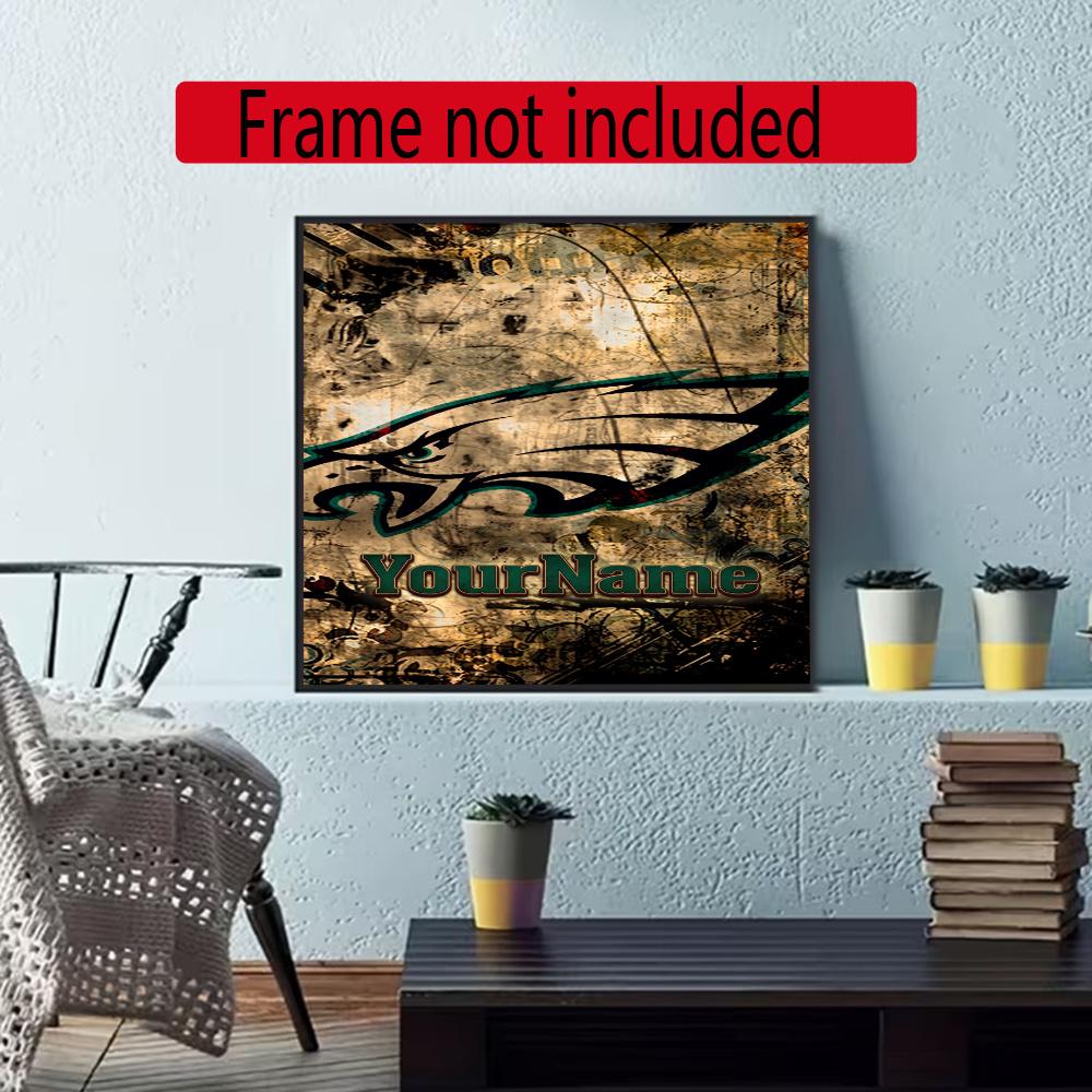 Philadelphia Eagles Customize Text Diamond Painting Round Diamond Mosaic Suitable For Beginners Diamond Painting Rhinestones Gift Frameless