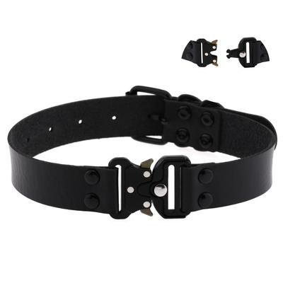 Ahegao Buckle Choker Men Women Black Leather Collar Human Necklace Landmine Style Harajuku Punk Gothic Accessory Cosplay