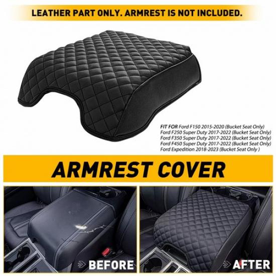 Center Console Armrest Cover Lid Black For Skin F150 Ford 2015- Bucket Seat