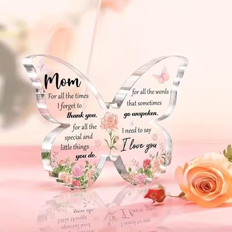 Mom Acrylic Heart Sign Mother'S Day Plaque Ornament Grateful Gift Desk/Table Decor For Mom Holiday Mother Birthday