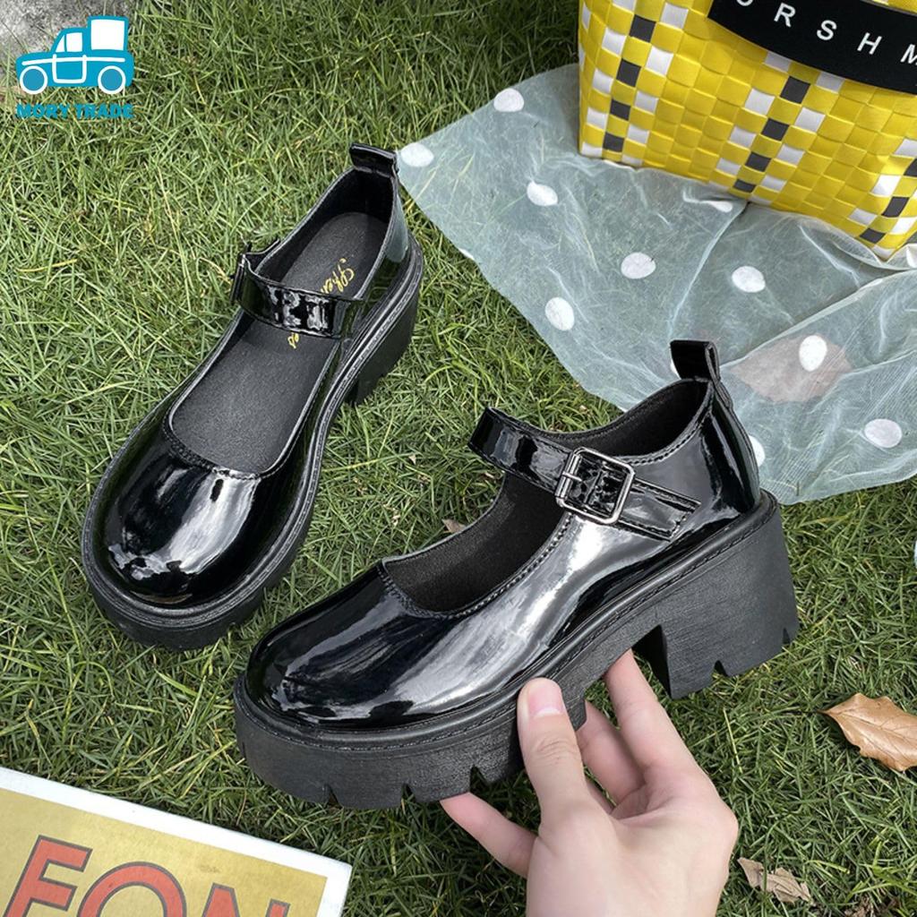 [morytrade] Plateau-Lolita-Pumps mit 6 cm Absatz, Cosplay-Schuhe (Glänzend Schwarz, Japanische Schuhgrößen, Erwachsene, Numerisch, 25.0 cm)
