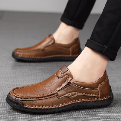 Foreign Trade Large Size Hand-stitched Casual Shoes One Pedal Men's Shoes Single Shoes Men's Leather Shoes
