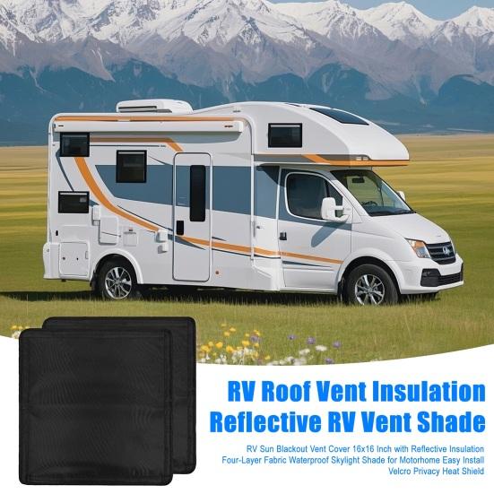 2Pcs RV Sun Blackout Vent Cover Reflective Heat Insulation Skylight Window Shade Foldable Motorhome Roof Ventilation Shield Universal RV Accessories