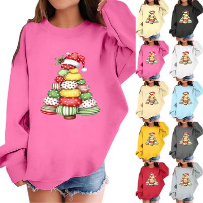 Kinder Modisches Lässiges Langarm Locker Weihnachts-Print Pullover Sweatshirt